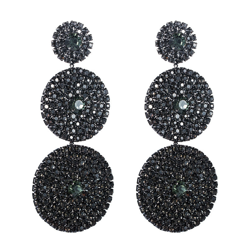 Luxe Layered Rhinestone Statement Earrings Dazzling Round Crystal Drop Earrings for Women