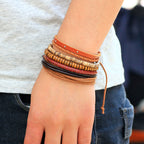 Boho Chic Beaded Bracelet Natural Coconut Wood, Leather & Hemp Bracelet – Trendy Beach Jewelry
