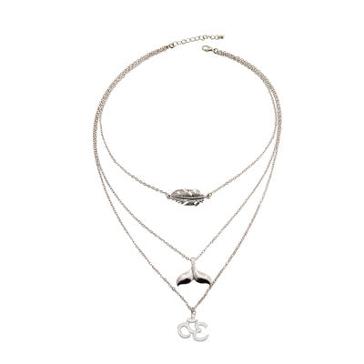 ✨ Boho Chic Layered Pendant Necklace Elephant, Moon &amp; Feather Jewelry Pendant Necklace