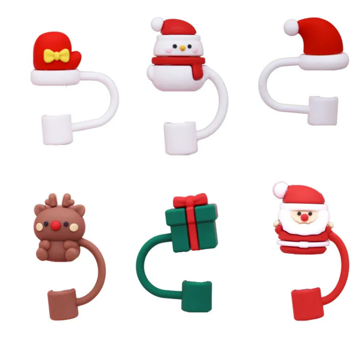Sip Into Christmas! Cute Holiday Straw Topper Dust Covers – Festive Reusable Straw Caps for Tumblers & Cups