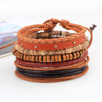 Boho Chic Beaded Bracelet Natural Coconut Wood, Leather & Hemp Bracelet – Trendy Beach Jewelry