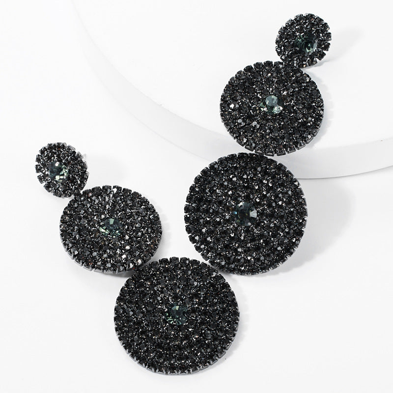 Luxe Layered Rhinestone Statement Earrings Dazzling Round Crystal Drop Earrings for Women