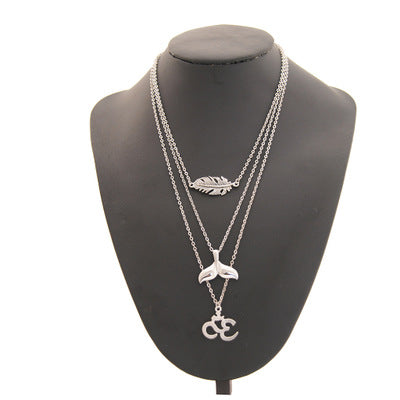 ✨ Boho Chic Layered Pendant Necklace Elephant, Moon &amp; Feather Jewelry Pendant Necklace