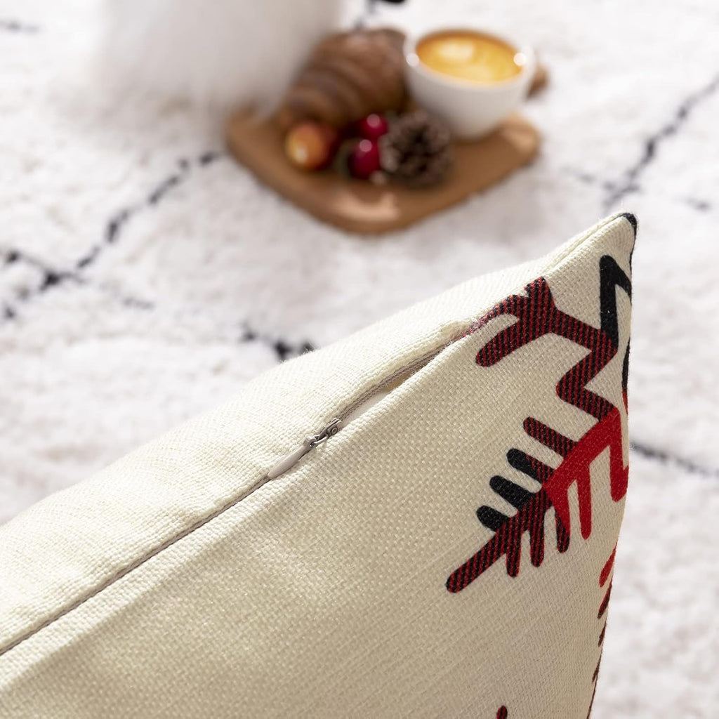 Cozy Christmas Charm™ 4-Pack Linen Pillow Covers – 18x18 Holiday Décor