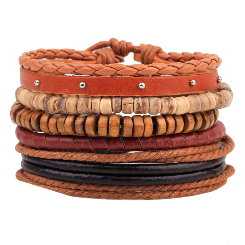 Boho Chic Beaded Bracelet Natural Coconut Wood, Leather & Hemp Bracelet – Trendy Beach Jewelry
