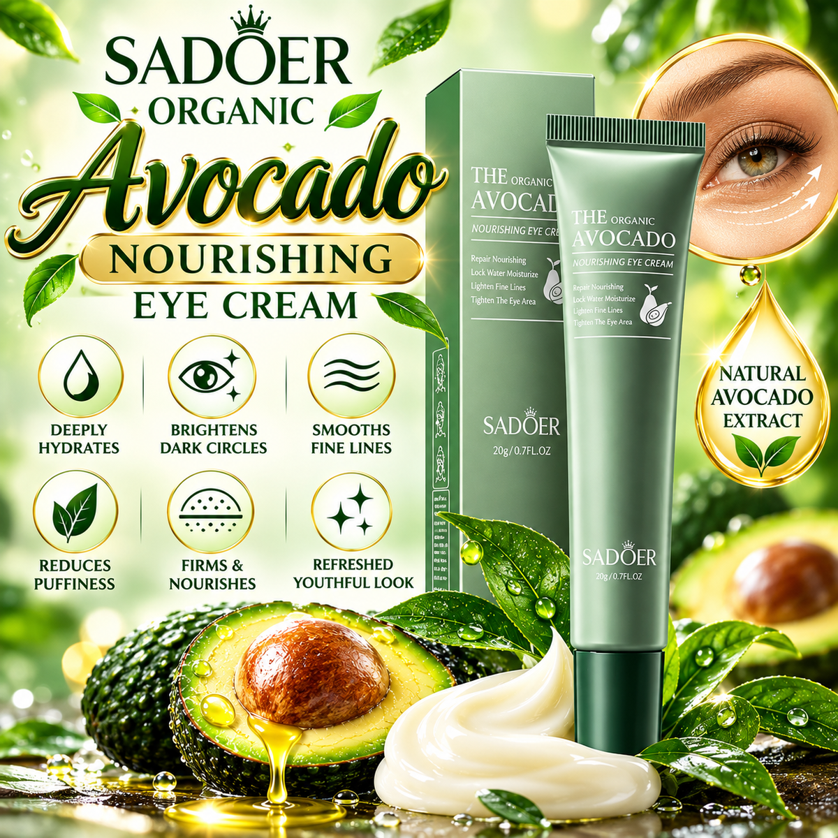 Viral Avocado Eye Cream Hydrating & Nourishing Under-Eye Care