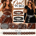 Women's Vintage Boho Western Oval Disc Belt