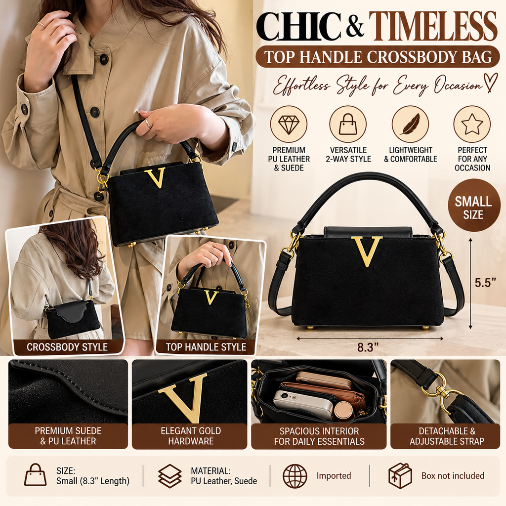 Luxe Chic V-Accent Crossbody Bag Small Bag, Big Style!