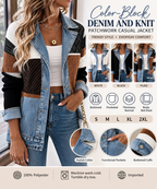 Color-Block Denim and Knit Patchwork Casual Jacket