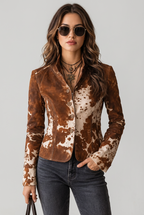 Wild & Chic Cow Print Button-Up Jacket