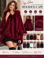 Glam Faux Fur Trimmed Hooded Cape