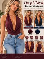 Turn Heads in Our Deep V-Neck Halter Bodysuit