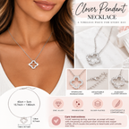 Silver-Plated Rhinestone Clover Pendant Necklace – Elegant Adjustable Chain