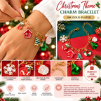 18K Gold-Plated Christmas Charm Bracelet – Festive Holiday Jewelry with Colorful Resin Charms