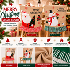 Christmas Santa & Snowman Dining Chair Covers – Festive Holiday Chair Decorations with Ruffled Trim