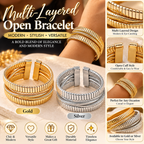 Multi-Layered Open Cuff Bracelet Elegant Gold & Silver Statement Jewelry