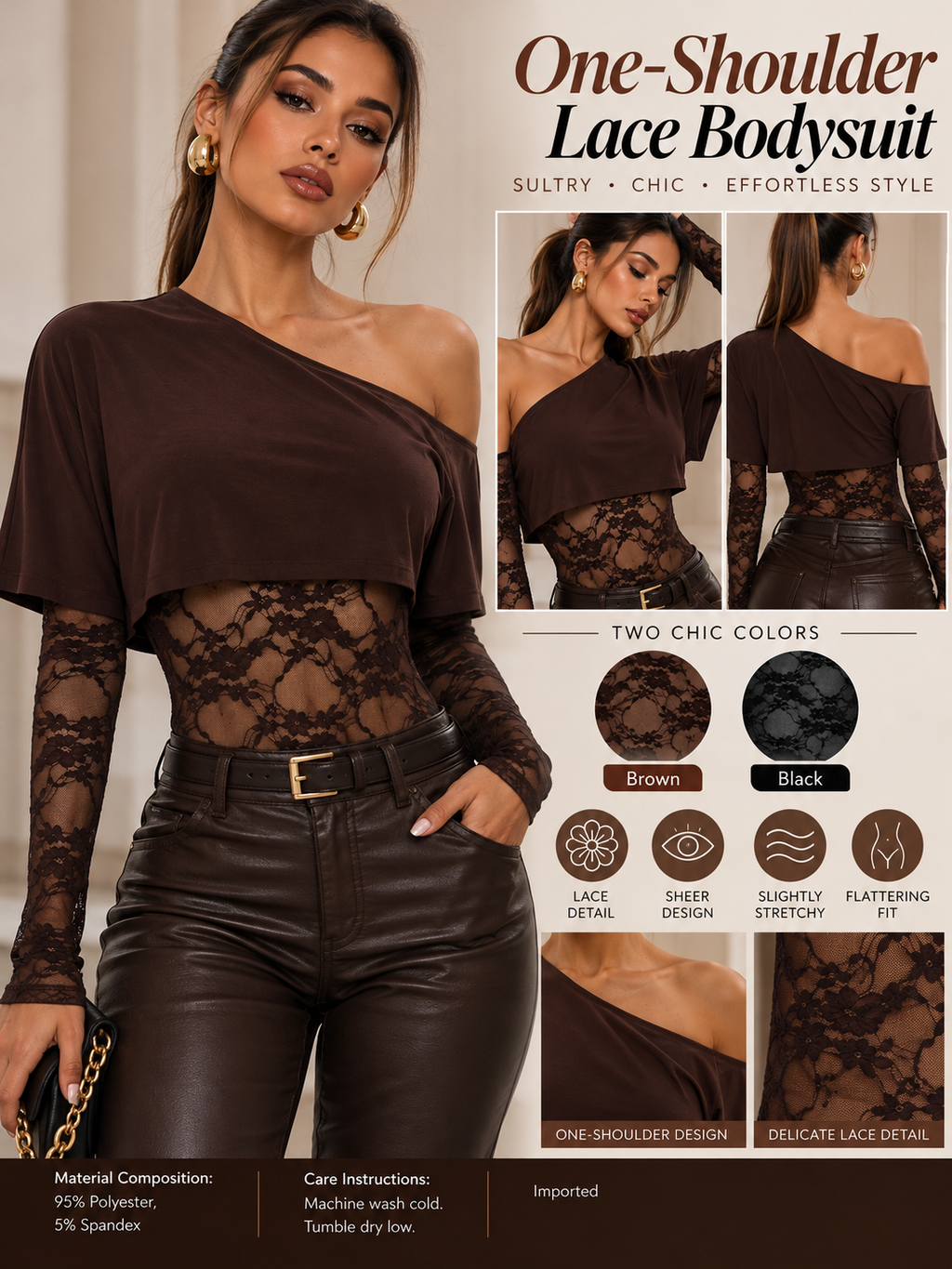 One-Shoulder Lace Bodysuit