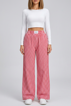 Plaid Wide Leg Casual Pants