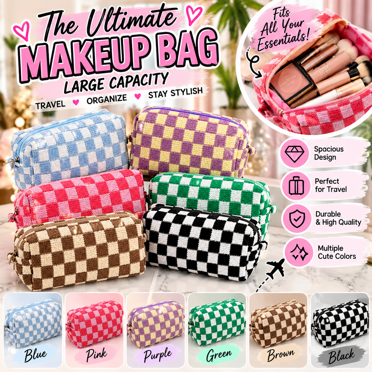 The Ultimate Makeup Bag  Large Capacity Travel Organizer for Beauty Essentials
