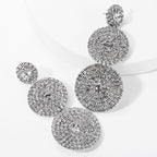 Luxe Layered Rhinestone Statement Earrings Dazzling Round Crystal Drop Earrings for Women