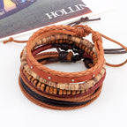 Boho Chic Beaded Bracelet Natural Coconut Wood, Leather & Hemp Bracelet – Trendy Beach Jewelry