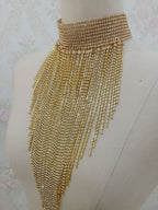 ✨ Steal the Spotlight! 💎 Dazzling Rhinestone Tassel Choker Necklace Glam Statement Jewelry for Women